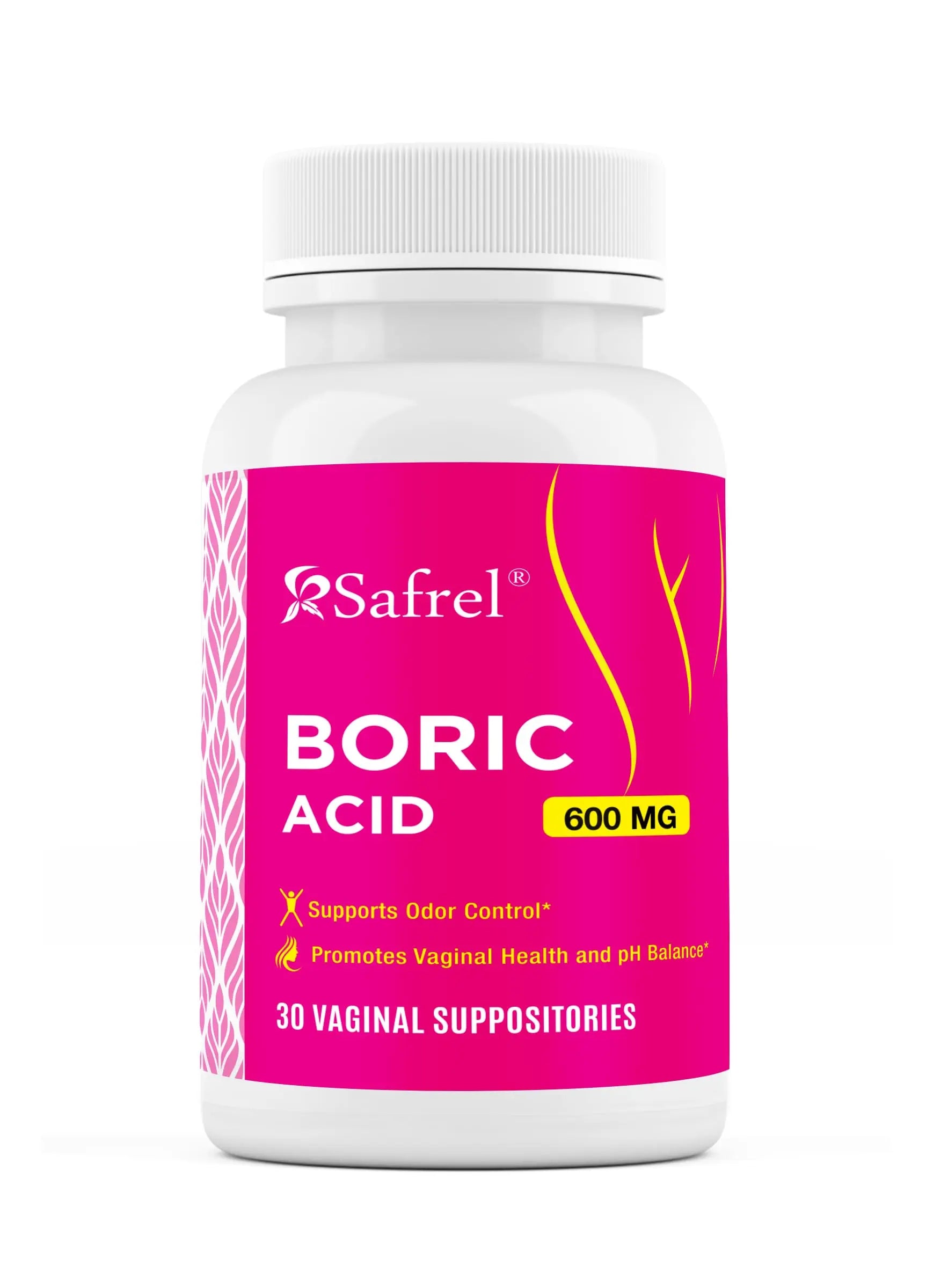 Safrel Boric Acid Vaginal Suppositories - 100% Pure Made in USA - Intimate Health Support, Vaginal Health and pH, Odor Control (30 Count) Safrel Au supplements