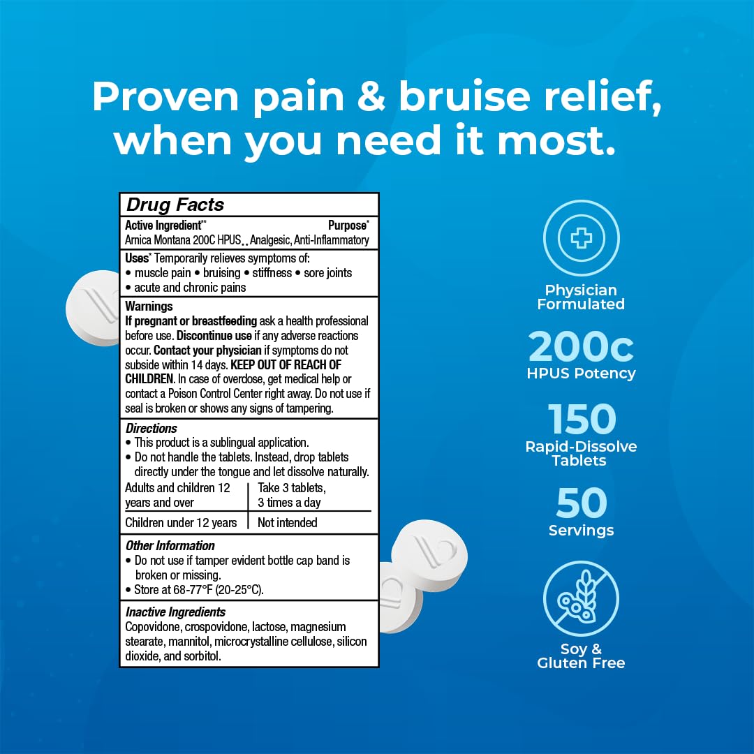 VitaMedica Arnica Montana 200C Rapid Dissolve Tablets for Natural Pain, Bruising, and Swelling Support - High Potency Homeopathic Medicine for Injury and Surgery Recovery - 150 Ct - 50 Servings VitaMedica Au supplements