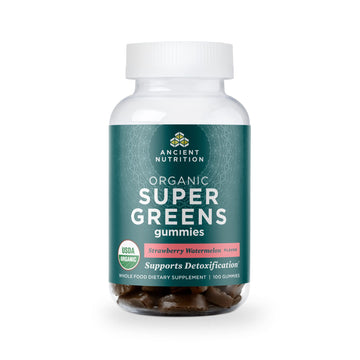 Ancient Nutrition Supergreens Gummy, Organic Superfood Gummy Made from Real Fruits, Vegetables and Herbs, for Digestive and Energy Support, 100 Count, Strawberry Watermelon Ancient Nutrition Au supplements