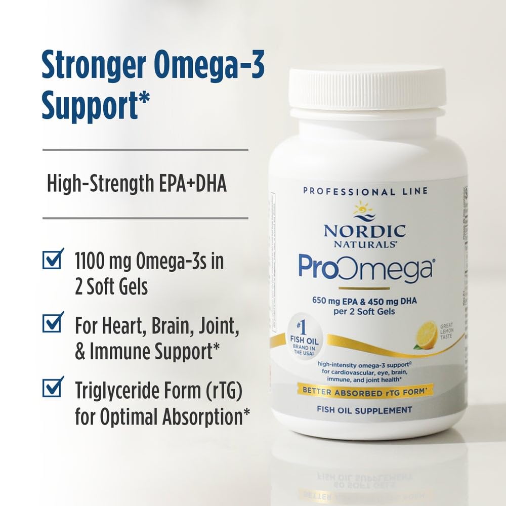 Nordic Naturals ProOmega, Lemon Flavor - 210 Soft Gels - 1000 mg Omega-3 - High-Potency Fish Oil with EPA & DHA - Promotes Brain, Eye, Heart, & Immune Health - Non-GMO - 105 Servings Nordic Naturals Au supplements