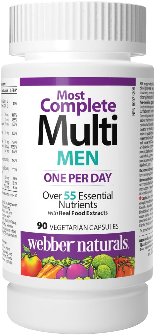 Webber Naturals Men's Most Complete Multi, 90 Vegetarian Capsules Webber Naturals Au supplements