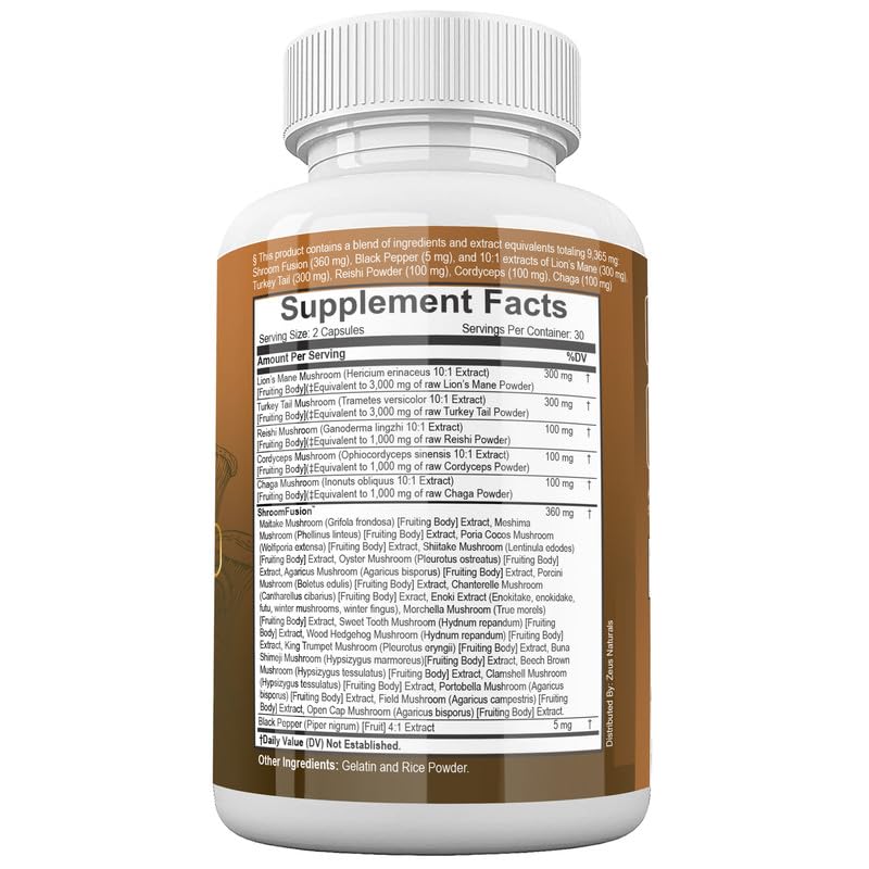 Zeus Naturals Lions Mane Capsules, Mushroom Supplement with Turkey Tail, Cordyceps Zeus Naturals Au supplements