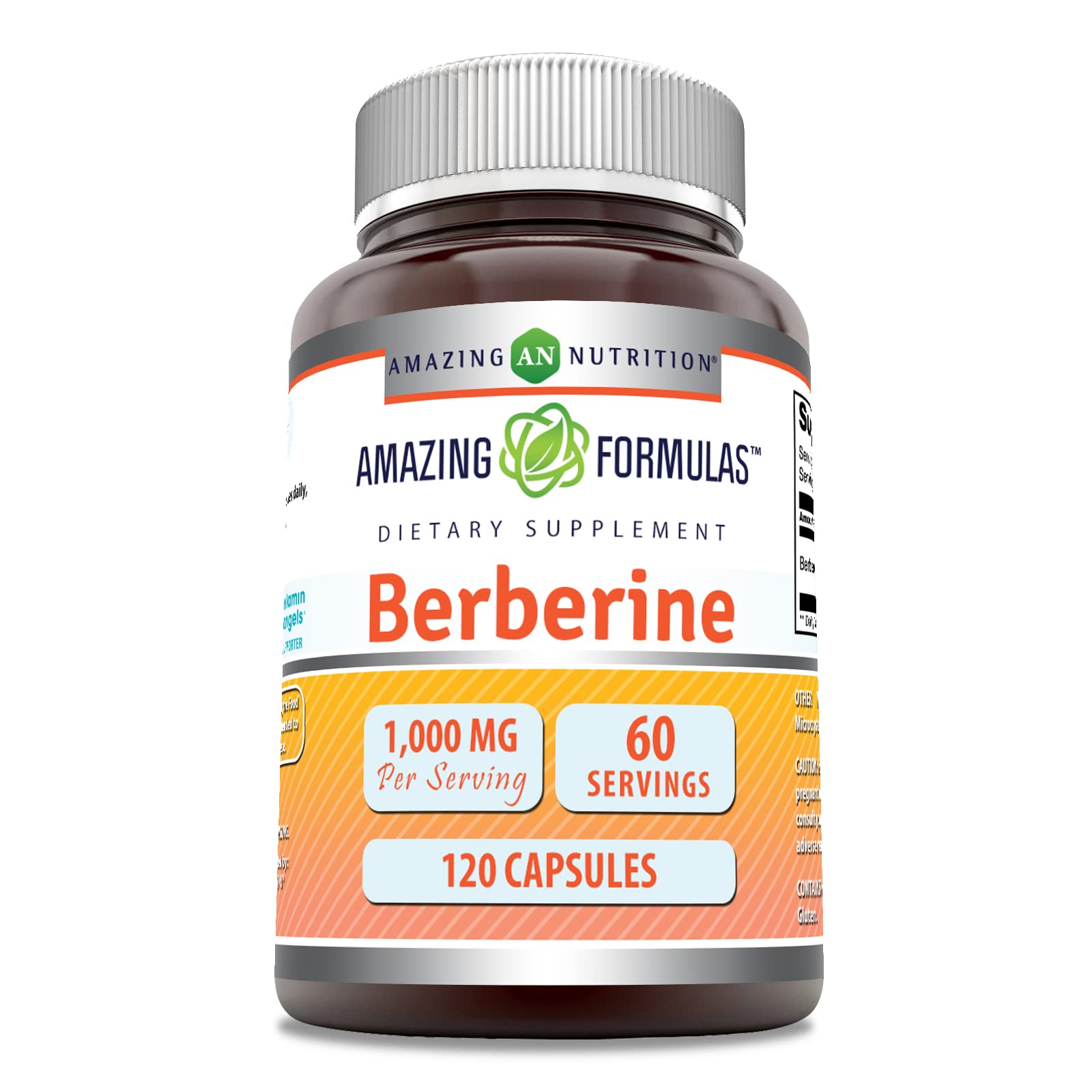Amazing Formulas Berberine 1000mg Per Serving 120 Capsules Supplement | Non GMO Amazing Nutrition Au supplements