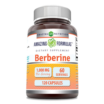 Amazing Formulas Berberine 1000mg Per Serving 120 Capsules Supplement | Non GMO Amazing Nutrition Au supplements