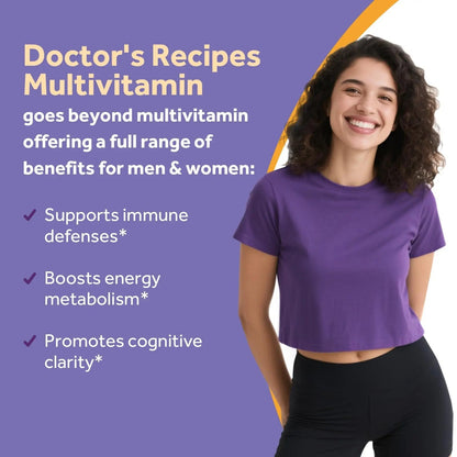 Doctor's Recipes Multivitamin for Women & Men, Immune, Energy & Brain Health Support, Vitamin A, C, D3, E, B6, B12, Folic Acid Doctor's RecipesUS supplements