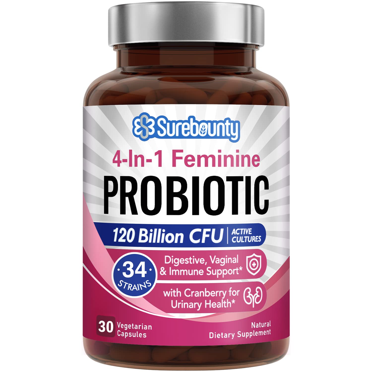 Surebounty Probiotics for Women, 120 Billion CFU 34 Strains, Prebiotics + Digestive Enzymes Surebounty Au supplements