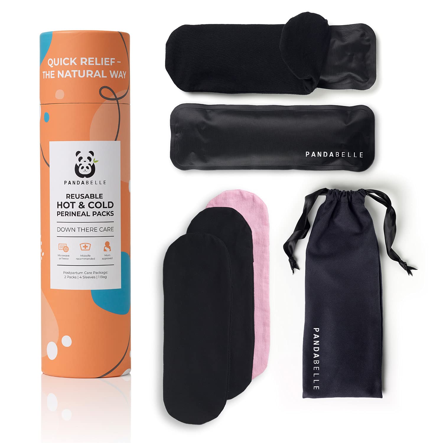 Pandabelle Hot & Cold Reusable Perineal Ice Pack with 4 Washable Cotton Sleeves & Carry Bag for Postpartum Perineal Pain, Hemorrhoids, C-Section Scar, Breastfeeding, Post-Waxing Hair Removal & More PANDABELLE Au supplements