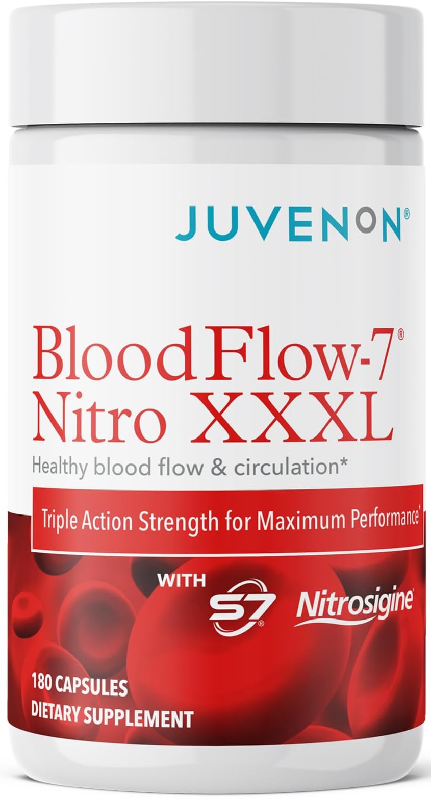 Juvenon BloodFlow-7 XXXL Nitric Oxide Supplements for Men & Women - More Powerful, Longer Lasting Natural Nitric Oxide Booster with Nitrosigine® + S7® - Blood Flow & Circulation Support (1-Pack) Juvenon Au supplements
