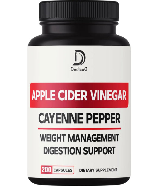 12in1 Apple Cider Vinegar Supplements - 200 Capsules with Cayenne Pepper, Grape Seed DEDICADAU supplements