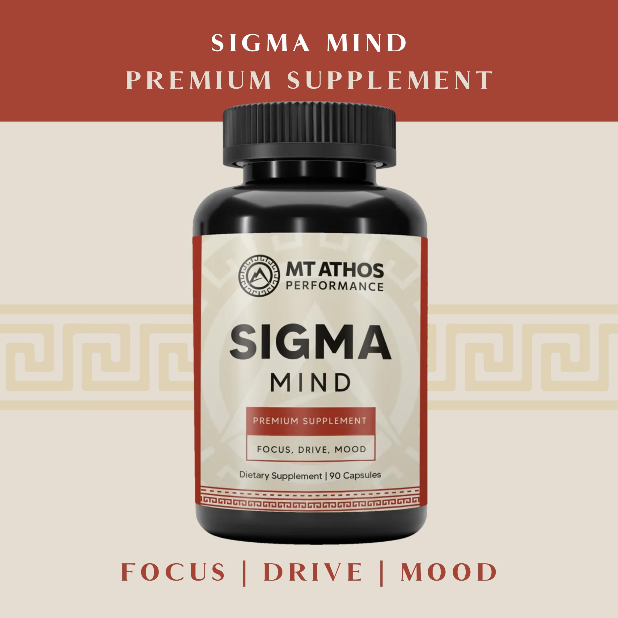 Mt. Athos Performance Sigma Mind | Potent Nootropic Formula to Support Cognitive Function, Improved Focus, Drive, and Mood | 30 Servings, 90 Capsules Mt. Athos Performance Au supplements