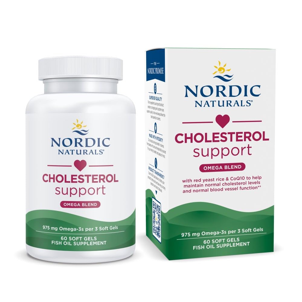 Nordic Naturals Cholesterol Support, Lemon - 60 Soft Gels - 975 Omega-3 + Red Yeast Rice & CoQ10 - Normal Cholesterol, Antioxidant Support - EPA & DHA - Non-GMO - 20 Servings Nordic Naturals Au supplements