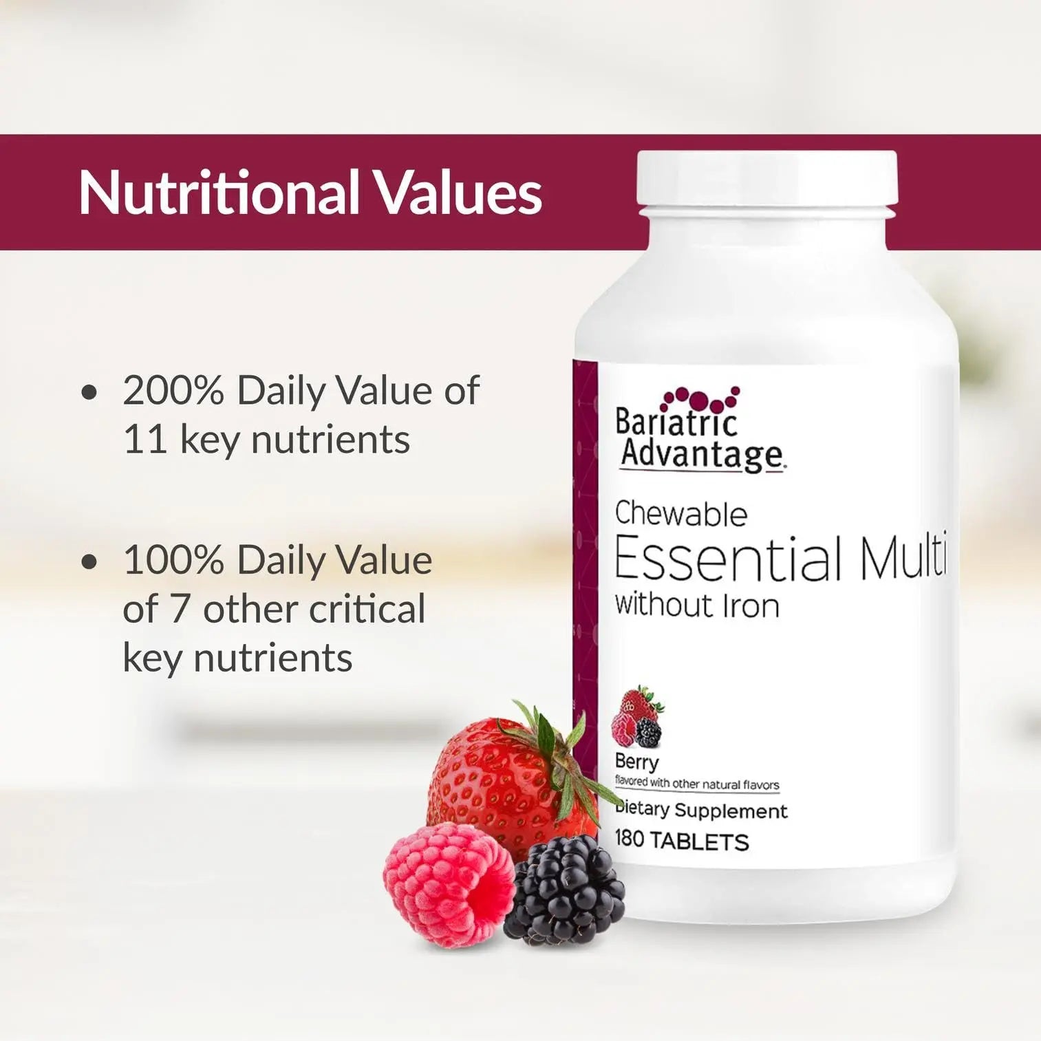 Bariatric Advantage Chewable Essential Multivitamin Without Iron - 200 DV of Key Nutrients - Trace Mineral Support Bariatric Advantage Au supplements