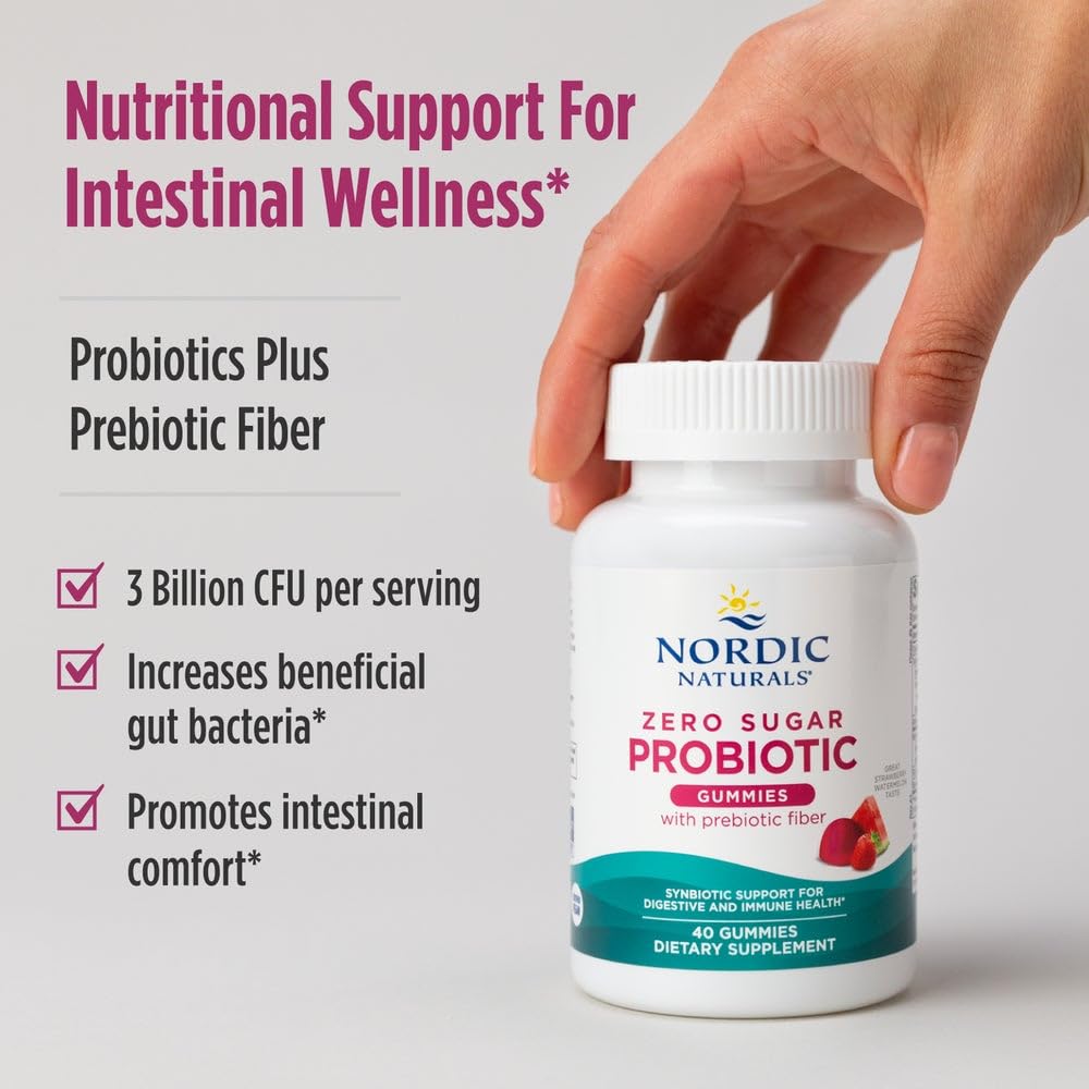 Nordic Naturals Vegan Probiotic Gummies Bundle - Zero Sugar Kids Probiotic Gummies - Strawberry Watermelon Flavor - 30 Gummies, Zero Sugar Probiotic Gummies - Strawberry Watermelon Flavor - 40 Gummies Nordic Naturals Au supplements