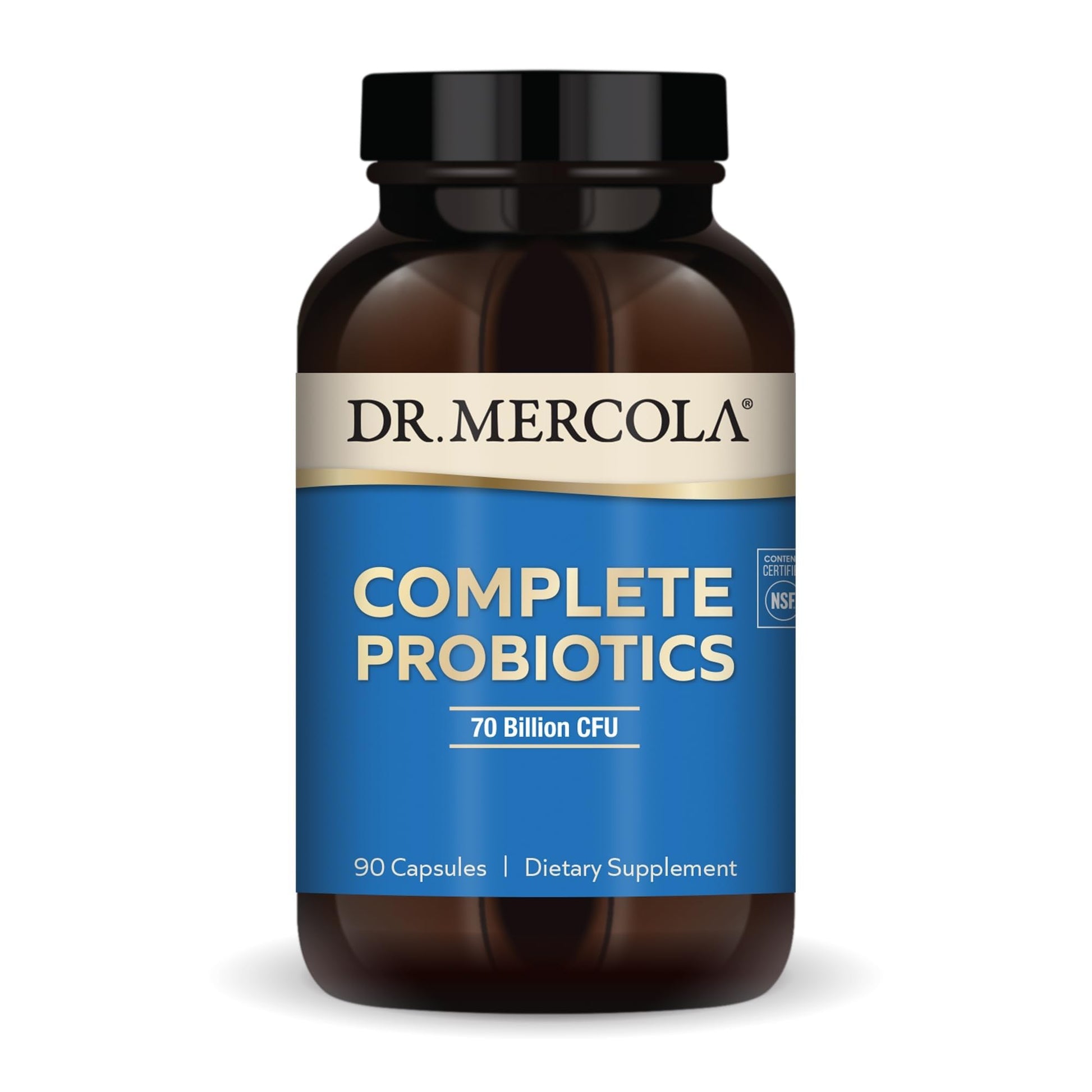 Dr. Mercola Complete Probiotics - 70 Billion CFU - Supports Immune, Digestive & Gut Health - Features 10 Strains - Shelf Stable - GMO-Free, Gluten-Free & Soy-Free - 90 Capsules (90 Servings) Dr. Mercola Au supplements