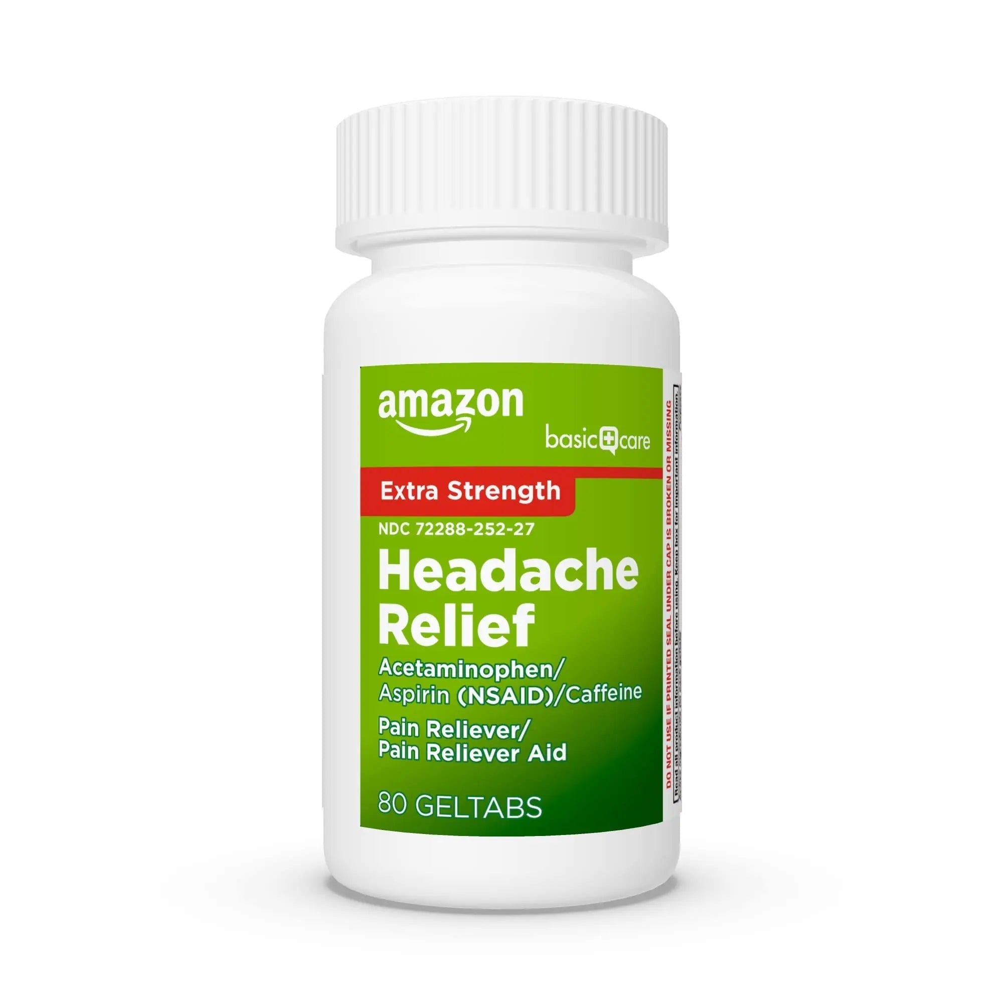 Amazon Basic Care Extra Strength Headache Relief Geltabs, Pain Reliever for Arthritis, Menstrual Pain and Cramps, 80 Count Amazon Basic Care Au supplements