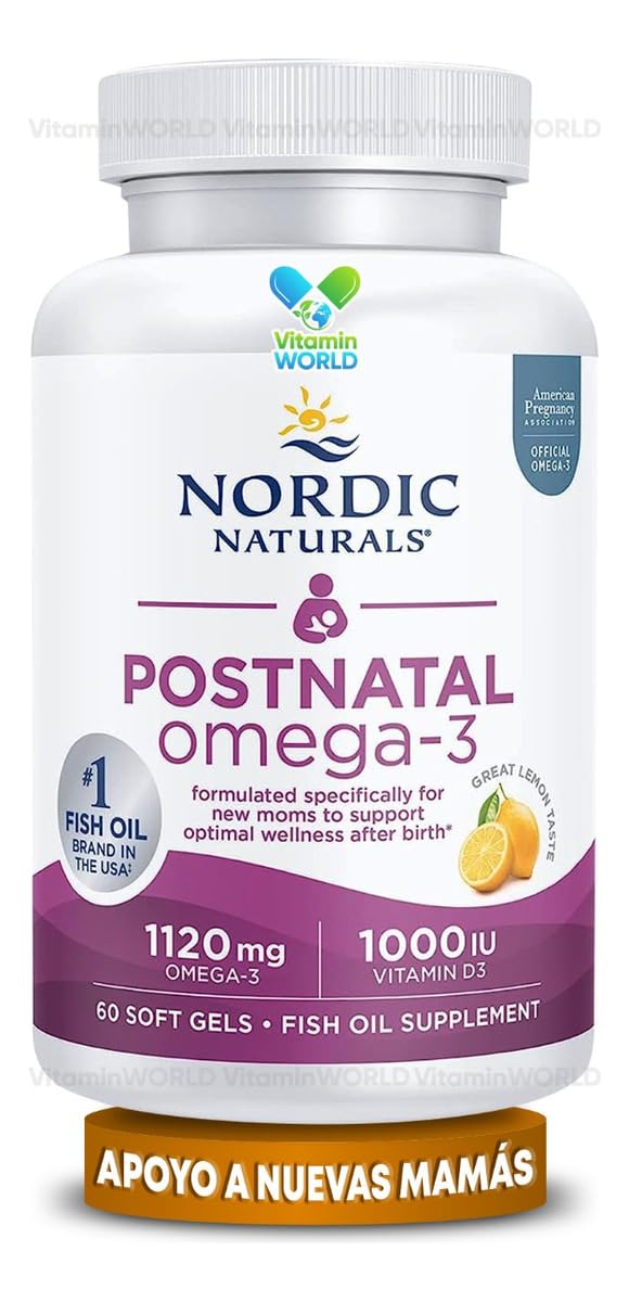 Nordic Naturals Postnatal Omega-3, Lemon - 60 Soft Gels - 1120 Total Omega-3 + 1000 IU Vitamin D3 - Formulated for New Moms; Supports Optimal Wellness, Positive Mood, Healthy Metabolism - 30 Servings Nordic Naturals Au supplements