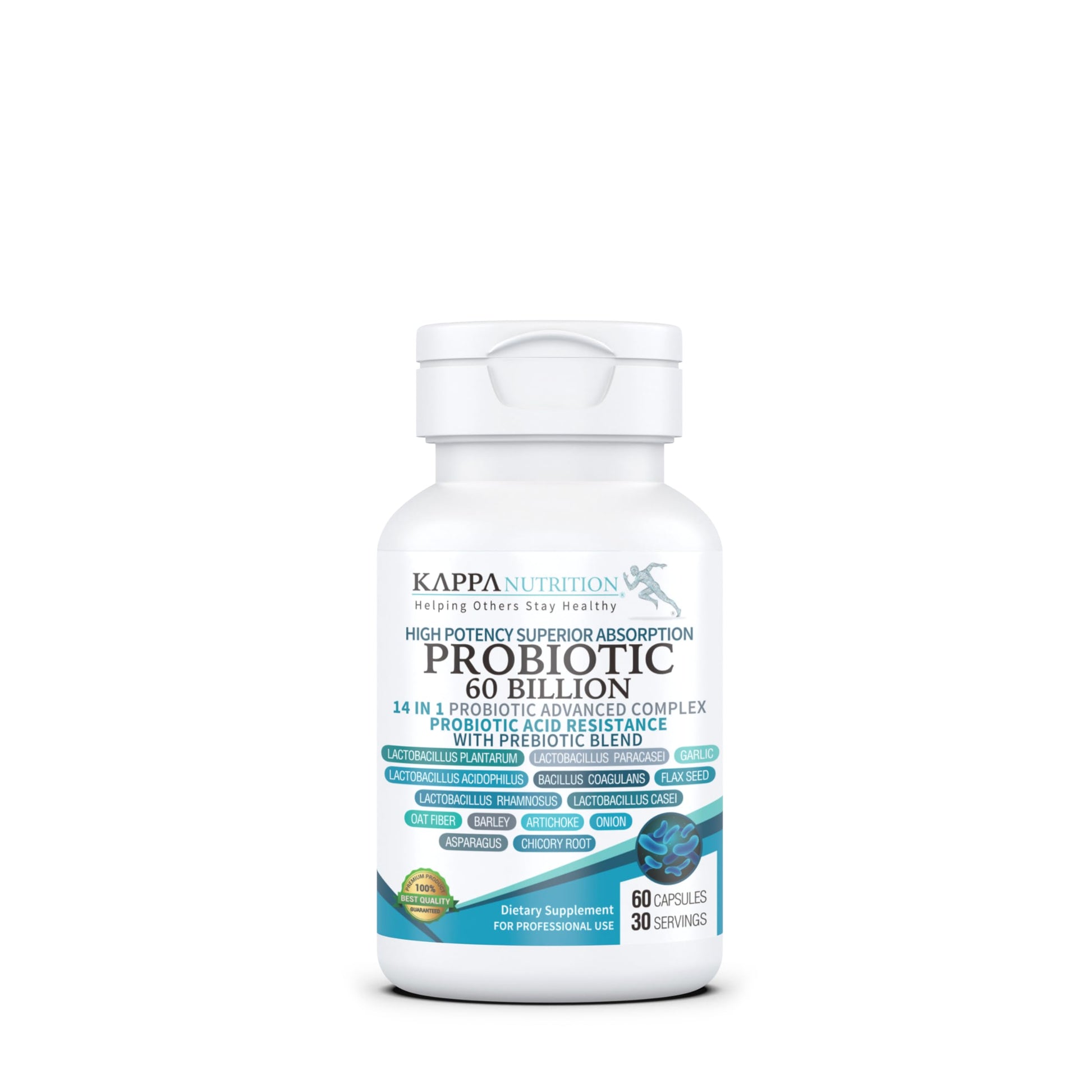 KAPPA NUTRITION Probiotic 60 Billion CFU 14 in 1 Formula with Prebiotics & Acidophilus for Women, Men & Adults, Shelf Stable, Acid Resistant, Natural Supplement 60 Capsules. KAPPA NUTRITION Au supplements