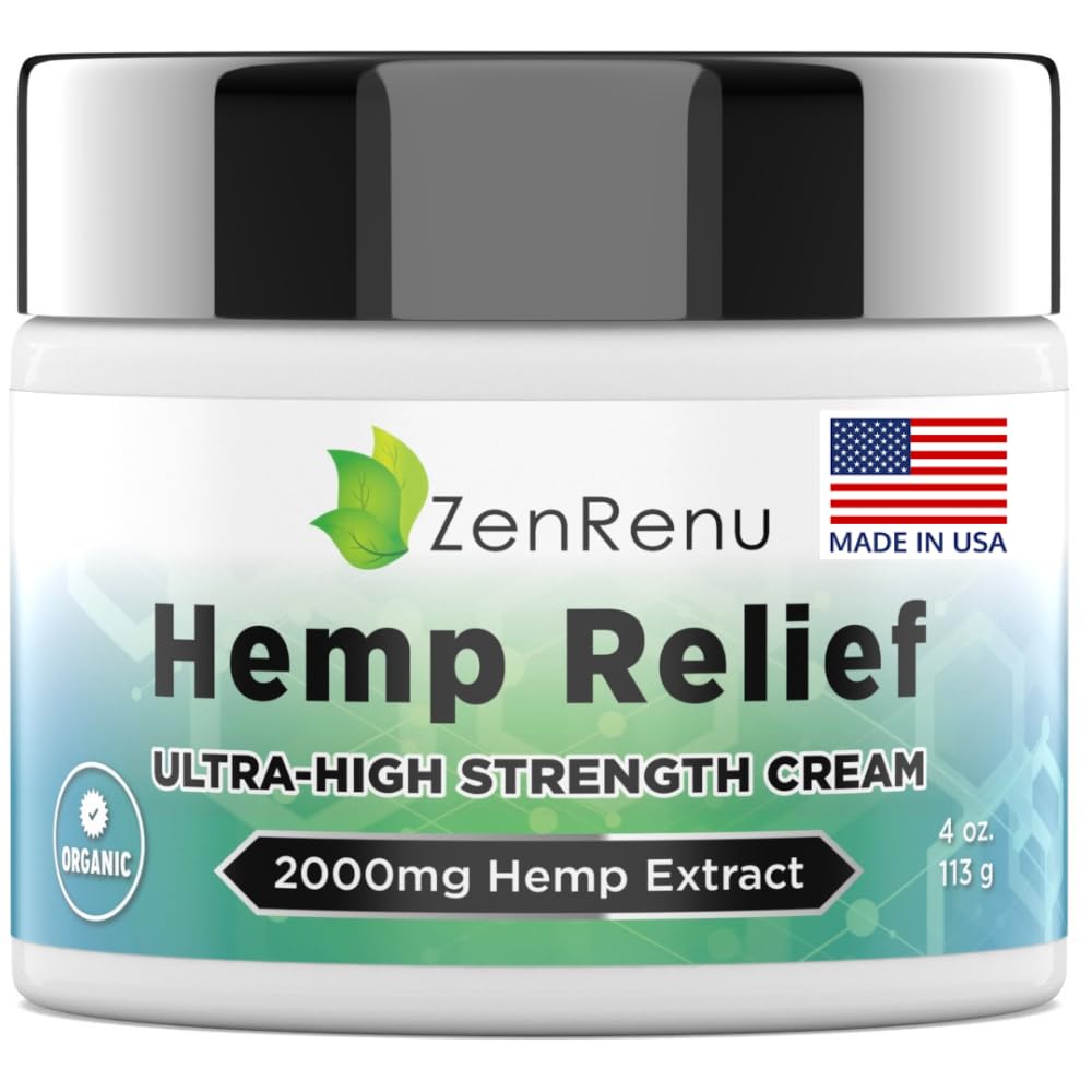 Hemp Cream Maximum Strength - Menthol Rub with Hemp Oil, Arnica, Lavender, Aloe Vera, Kava Kava, & Camphor - Natural Hemp Muscle Rub Cream for Skin, Muscles & Joints - ZenRenu, 4 oz Zenrenu Au supplements
