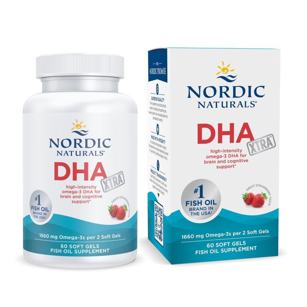 Nordic Naturals DHA Xtra, Strawberry - 60 Soft Gels - 1660 mg Omega-3 - High-Intensity DHA Formula for Brain & Nervous System Support - Non-GMO - 30 Servings Nordic Naturals Au supplements