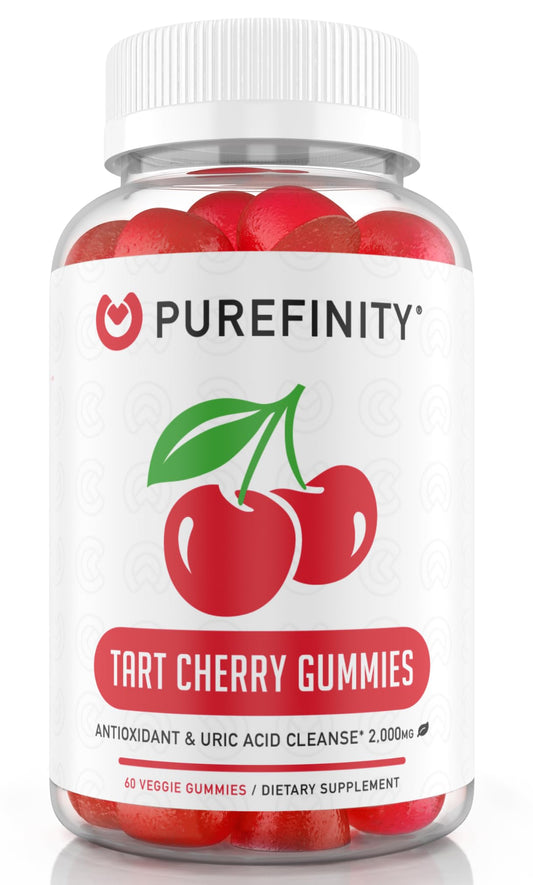 PUREFINITY Tart Cherry Gummies – Uric Acid Flush for Joint Relief & Recovery, Raw Juice Extract Antioxidant – Non-GMO, Gluten Free, Vegan, 60 Count PUREFINITYUS supplements