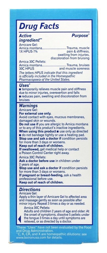 Boiron Arnicare Gel 2.6 oz with Arnica Montana Pellets 80 ct Bluetube Boiron Au supplements