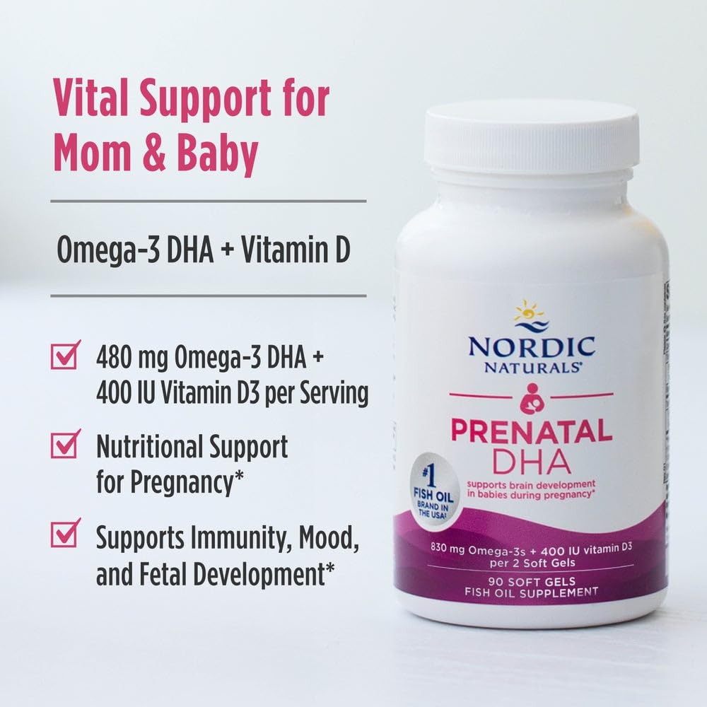 Nordic Naturals Prenatal DHA, Unflavored - 180 Soft Gels - 830 mg Omega-3 + 400 IU Vitamin D3 - Supports Brain Development in Babies During Pregnancy & Lactation - Non-GMO - 90 Servings Nordic Naturals Au supplements