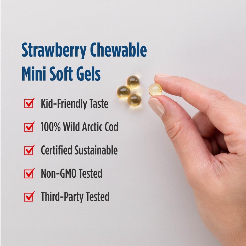 Nordic Naturals Children’s DHA, Strawberry - 90 Mini Chewable Soft Gels for Kids - 250 mg Omega-3 with EPA & DHA - Brain Development & Function - Non-GMO - 22 Servings (Pack of 2) Nordic Naturals Au supplements