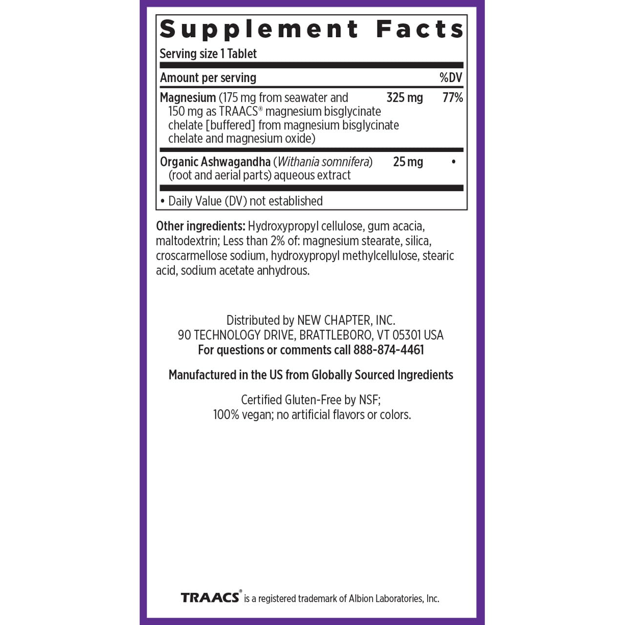 New Chapter Magnesium + Ashwagandha Supplement, 325 mg with Magnesium Glycinate for Muscle Relaxation & Recovery, Heart, Nerve & Bone Health, 2.5X Absorption, Non-GMO - 60 ct (2 Month Supply) New Chapter Au supplements