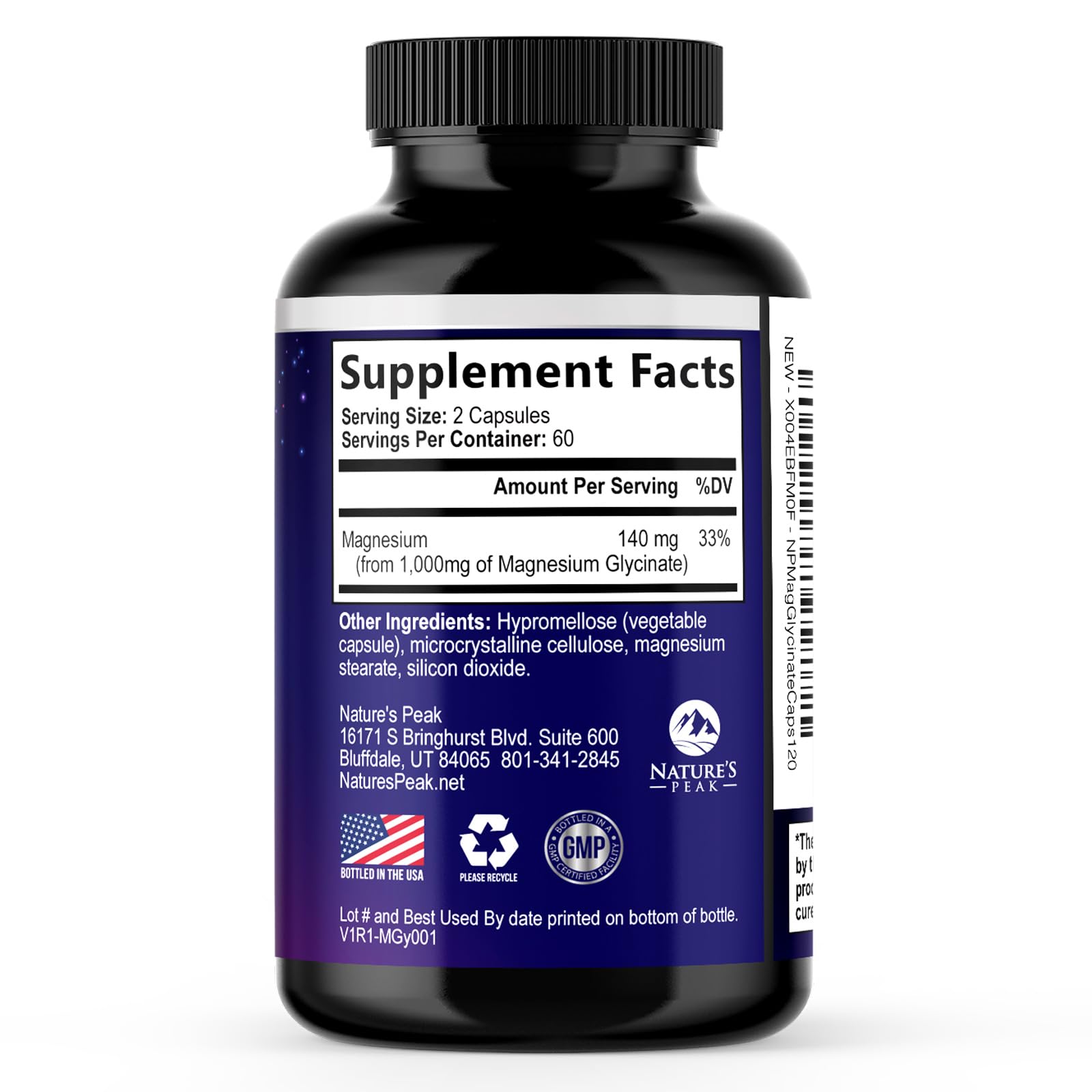 Magnesium Glycinate Capsules 1000mg Per Serving - Pure & Chelated for Max Absorption - Supports Muscle, Nerve & Heart Health, Sleep Support - Magnesium Supplement for Whole Body Support - 120 Capsules Nature's Peak Au supplements