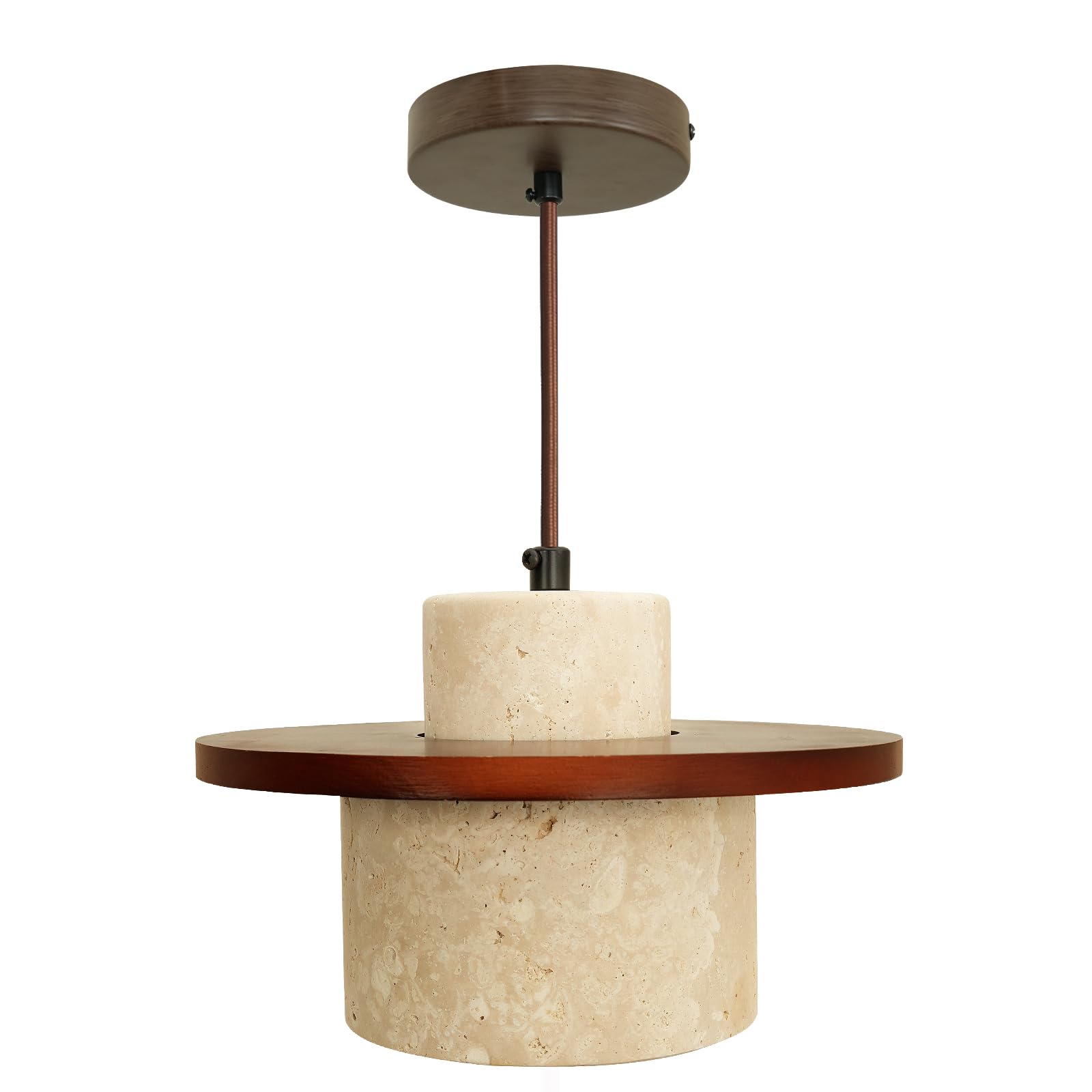 Nordic Pendant Light Natural Yellow Travertine Lamp Simple Wabi Sabi Lamp Suitable for Restaurant Bedside Kitchen Island Cafe Wood Pendant Light (Walnut Color) Generic Au supplements