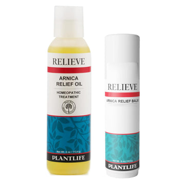 Plantlife Arnica Relieve Oil and Balm Bundle - Relieve Products are a Homeopathic Solution for Everyday Use - Works Quickly and Effectively - Made in California Plantlife Au supplements