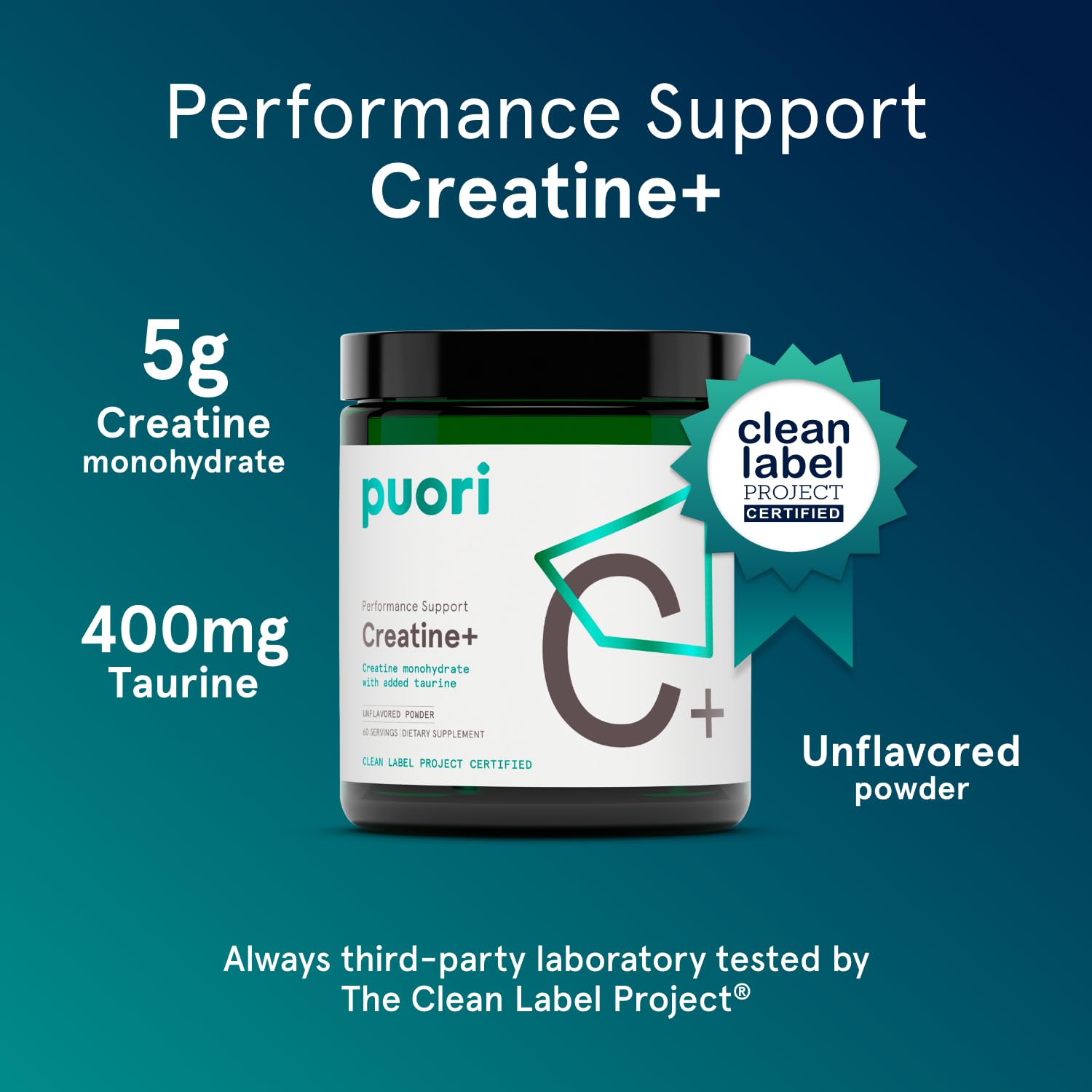 Puori Creatine Monohydrate Powder with Taurine - Unflavored Creatine Powder, Pre-Workout Supplement for Men & Women - Muscle Builder, Enhanced Workout Performance & Strength Building - 60 Servings Puori Au supplements
