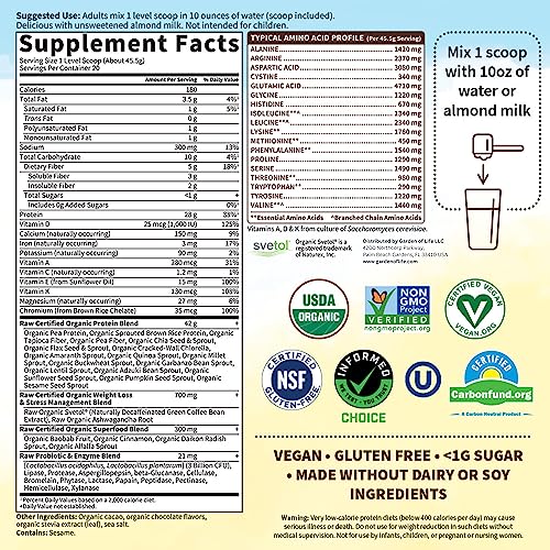 Garden of Life Raw Organic Fit Vegan Protein Powder Chocolate, 28g Plant Based Protein Garden of Life Au supplements