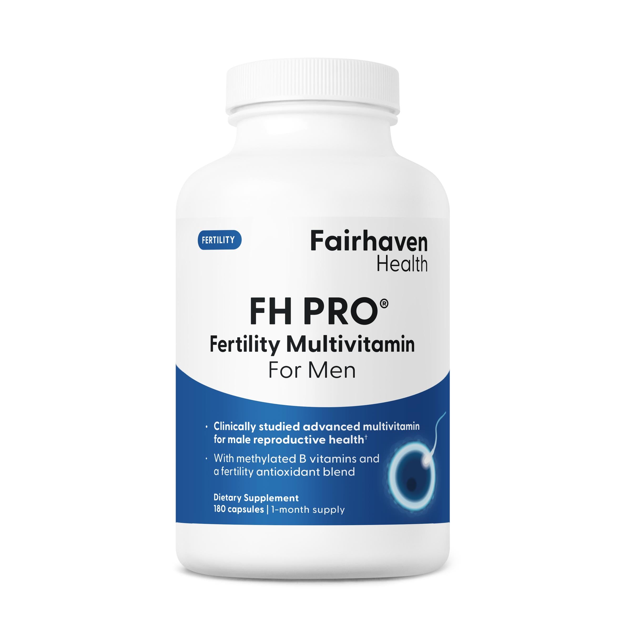 Fairhaven Health FH Pro for Men | Clinically Studied Premium Prenatal Fertility Supplements for Men | Male Fertility Supplements | Count and Motility Support Pre-Conception for Him | 180 Capsules Fairhaven Health Au supplements