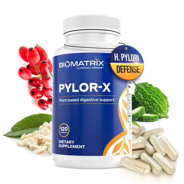 BioMatrix Pylor-X Gut Health Supplement – Mastic Gum, Berberine, Zinc Carnosine & Bismuth Salts for Gastric Support, Digestive Comfort, Stomach Lining Protection - (120 Capsules) 30-60 Day Supply BioMatrix Au supplements