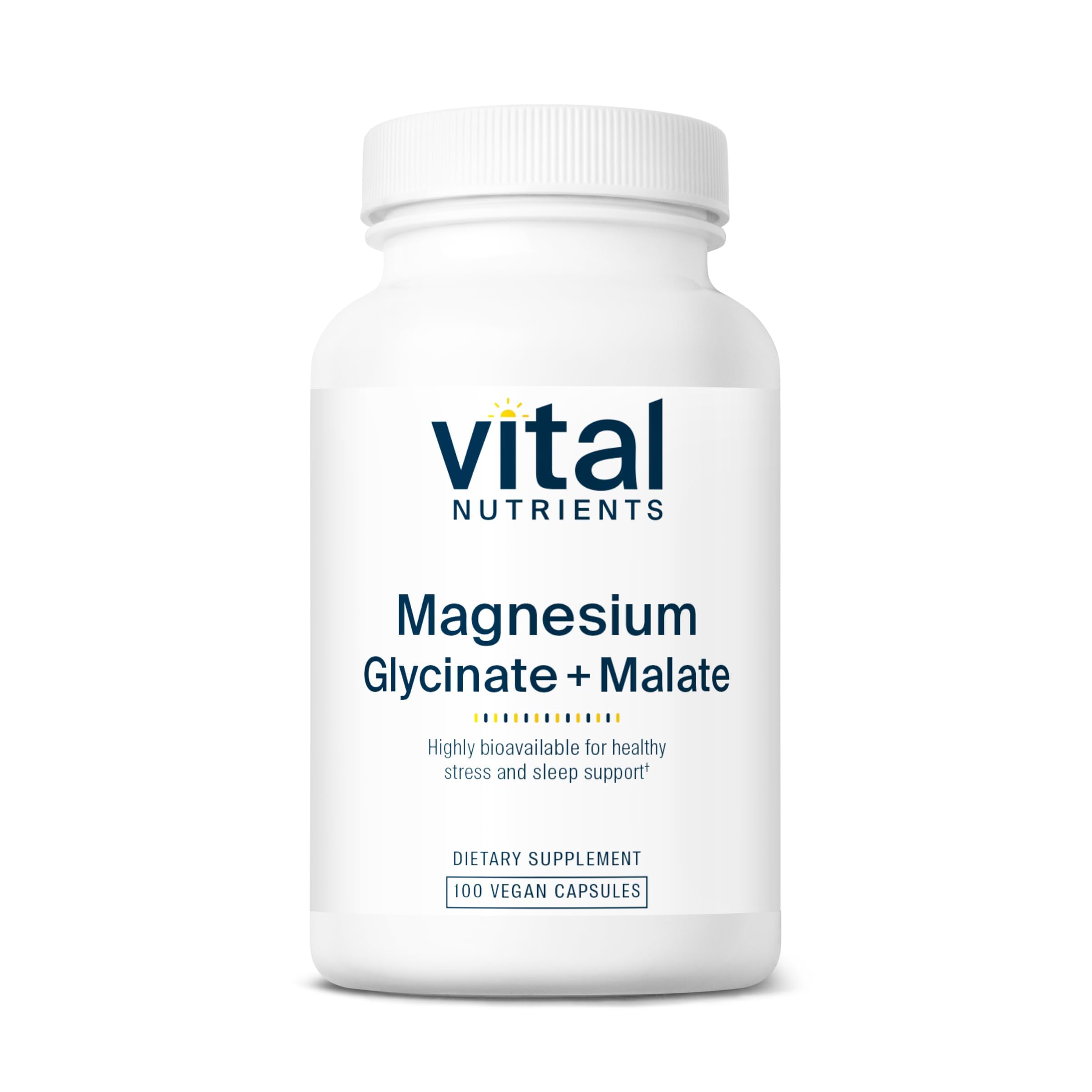 Vital Nutrients Magnesium Glycinate + Malate - 120mg Vegan Magnesium Supplement for Women and Men - Muscle, Heart, Bone Support* - Promotes Relaxation - Gluten, Dairy and Soy Free - 100 Capsules Vital Nutrients Au supplements