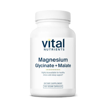 Vital Nutrients Magnesium Glycinate + Malate - 120mg Vegan Magnesium Supplement for Women and Men - Muscle, Heart, Bone Support* - Promotes Relaxation - Gluten, Dairy and Soy Free - 100 Capsules Vital Nutrients Au supplements