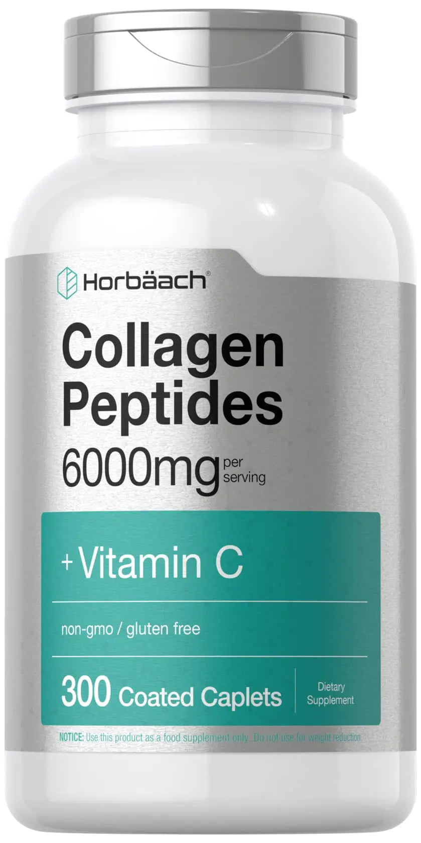 Horbäach Collagen Peptides 6000mg | 300 Caplet Pills | with Vitamin C | Hydrolyzed Collagen Supplement | Non-GMO, Gluten Free Horbäach uk supplements