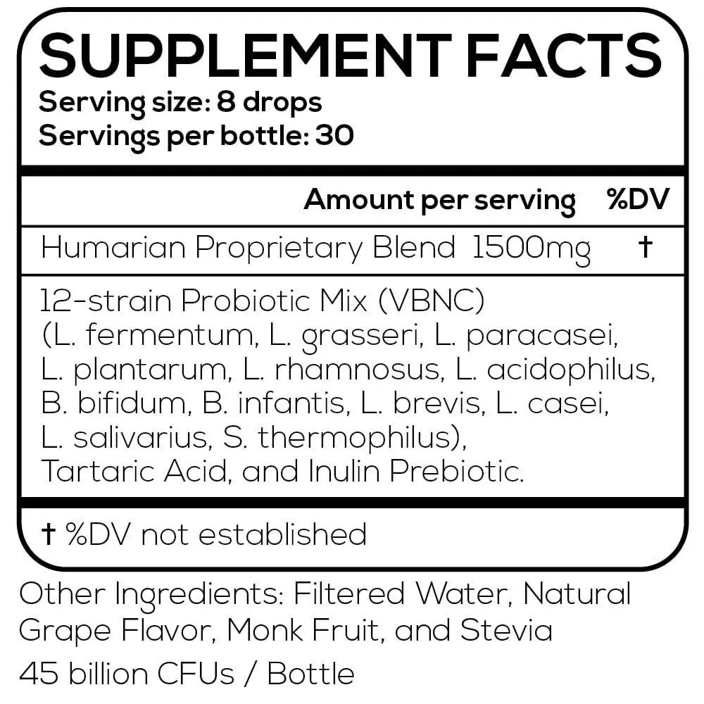 Probonix Humarian Liquid Probiotics for Women - 12-Strain Probiotic Drops to Fortify Women’s Gut Health, Vaginal Health, Immunity and Overall Wellness - 30-Day Supply - Delicious Grape Flavor Probonix Au supplements