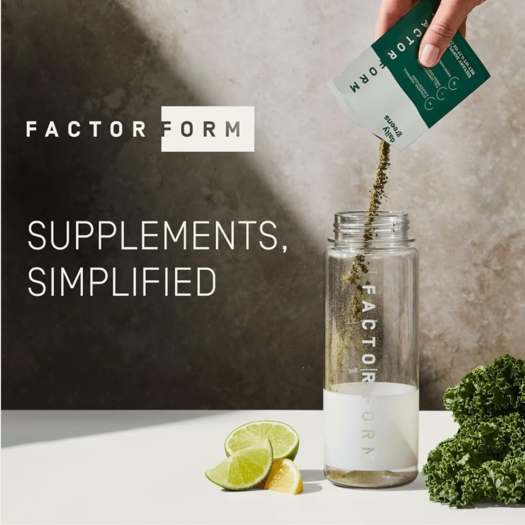 FACTOR FORM Daily Greens Superfood Powder | 5 Functional Blends for Gut Health, Energy & Immunity | Prebiotics, Probiotics, Adaptogens, B Vitamins (7 Servings, Individual Packets) FACTOR FORM Au supplements