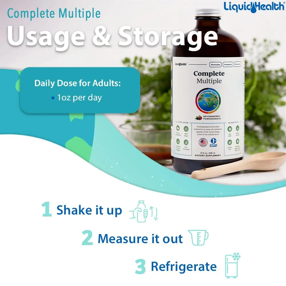 LIQUIDHEALTH Complete Multiple Adult Liquid Multivitamin - Essential Vitamins, Minerals & Nutrients, Immune Support, Gut Health, Energy, Detox LIQUIDHEALTH Au supplements