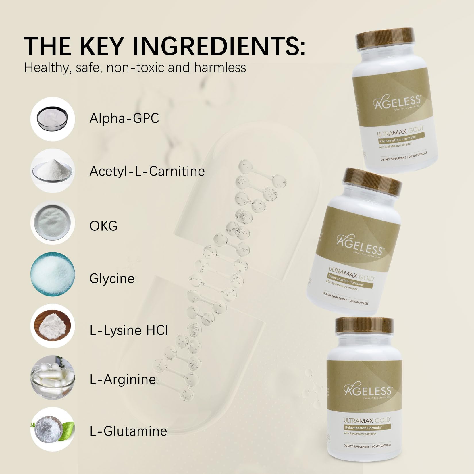 AGELESS™: UltraMAX Gold™ Capsules, HGH Anti-Aging Supplement for Women, Slows Ageless Foundation Laboratories Au supplements