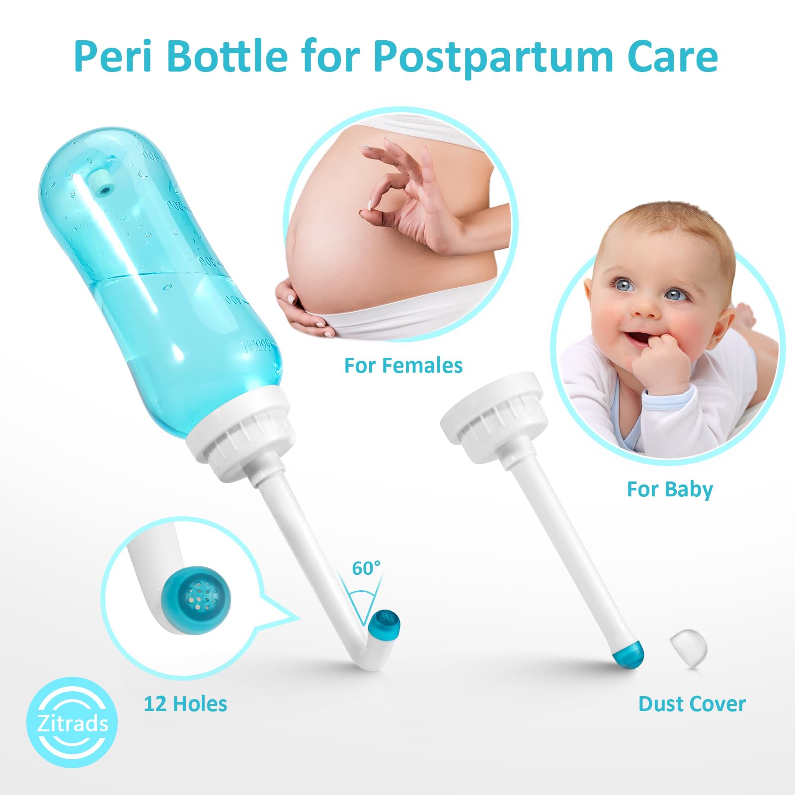 Peri Bottle Zitrads, Squeeze-Free Portable Bidet for Postpartum Essentials, Peri Bottles Zitrads Au supplements