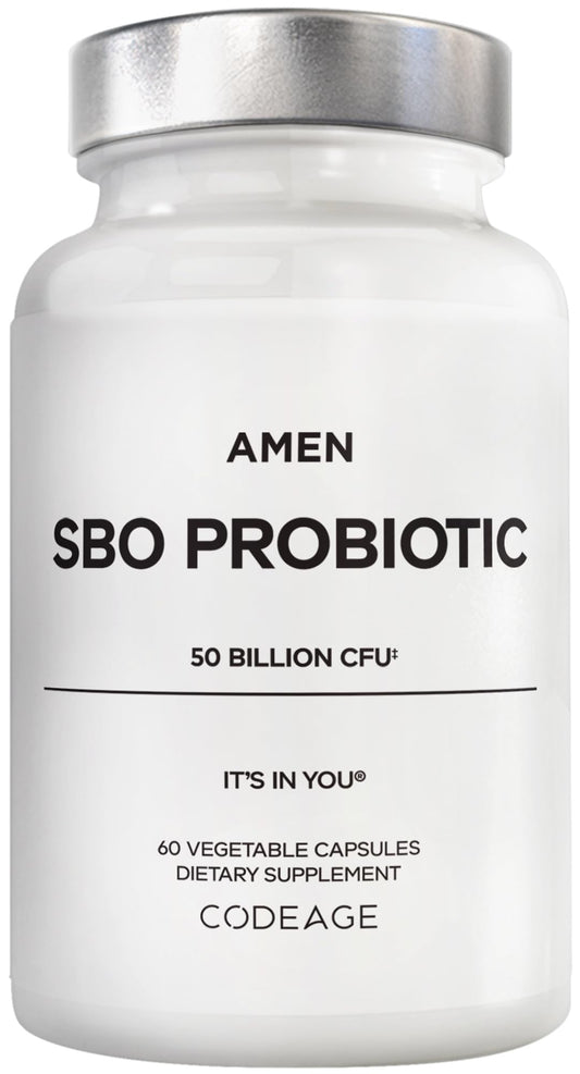 Amen Probiotics Supplement, SBO Probiotic and Organic Prebiotics, 50 Billion CFUs, Shelf Stable, No Refrigeration Required, Flora Daily Probiotic Formula for Women & Men AmenUS supplements