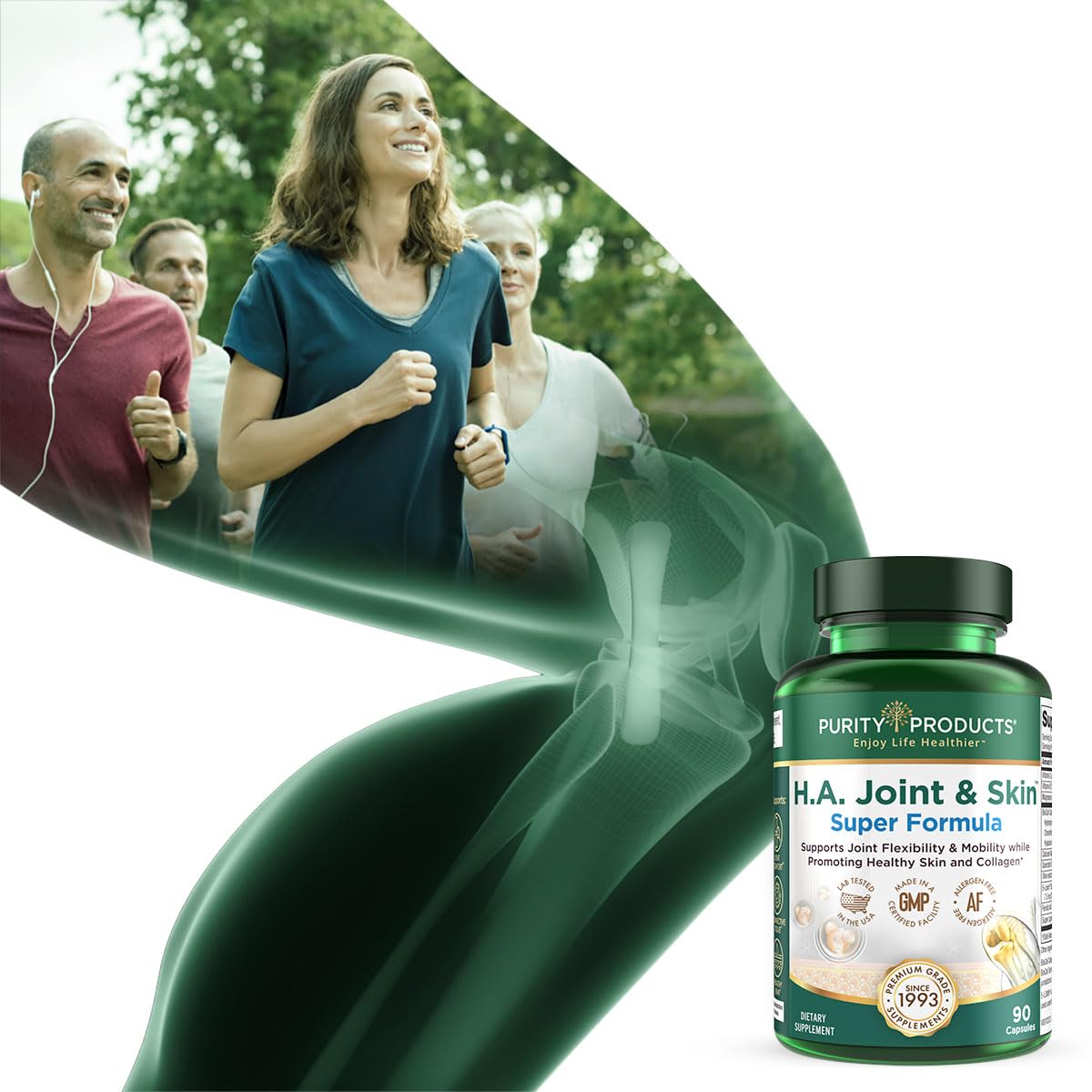 Purity Products H.A. Joint and Skin Super Formula Biocell Collagen w/Hyaluronic Acid Supports Healthy Joint Flexibility, Healthy Synovial Fluid, and Lubrication - 5-Loxin - 90 Capsules (1) Purity Products Au supplements