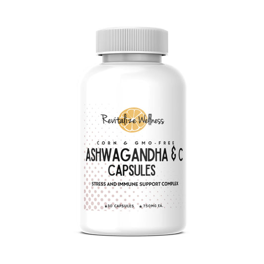 Revitalize Wellness Ashwagandha + Vitamin C Capsules | Stress and Immune Support Complex | with 550 mg Ashwagandha and 200 mg Vitamin C per Serving | 30 Servings Revitalize WellnessAu supplements