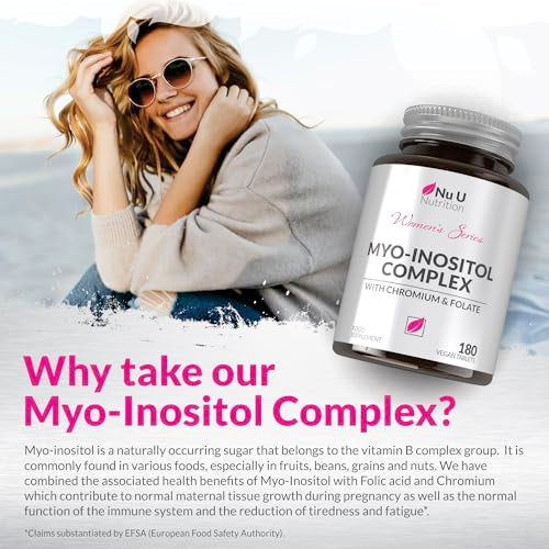 Myo-Inositol Complex 4000mg - 180 Vegan Tablets, 6 Weeks Supply - with 200ug Folate Nu U Nutrition Au supplements