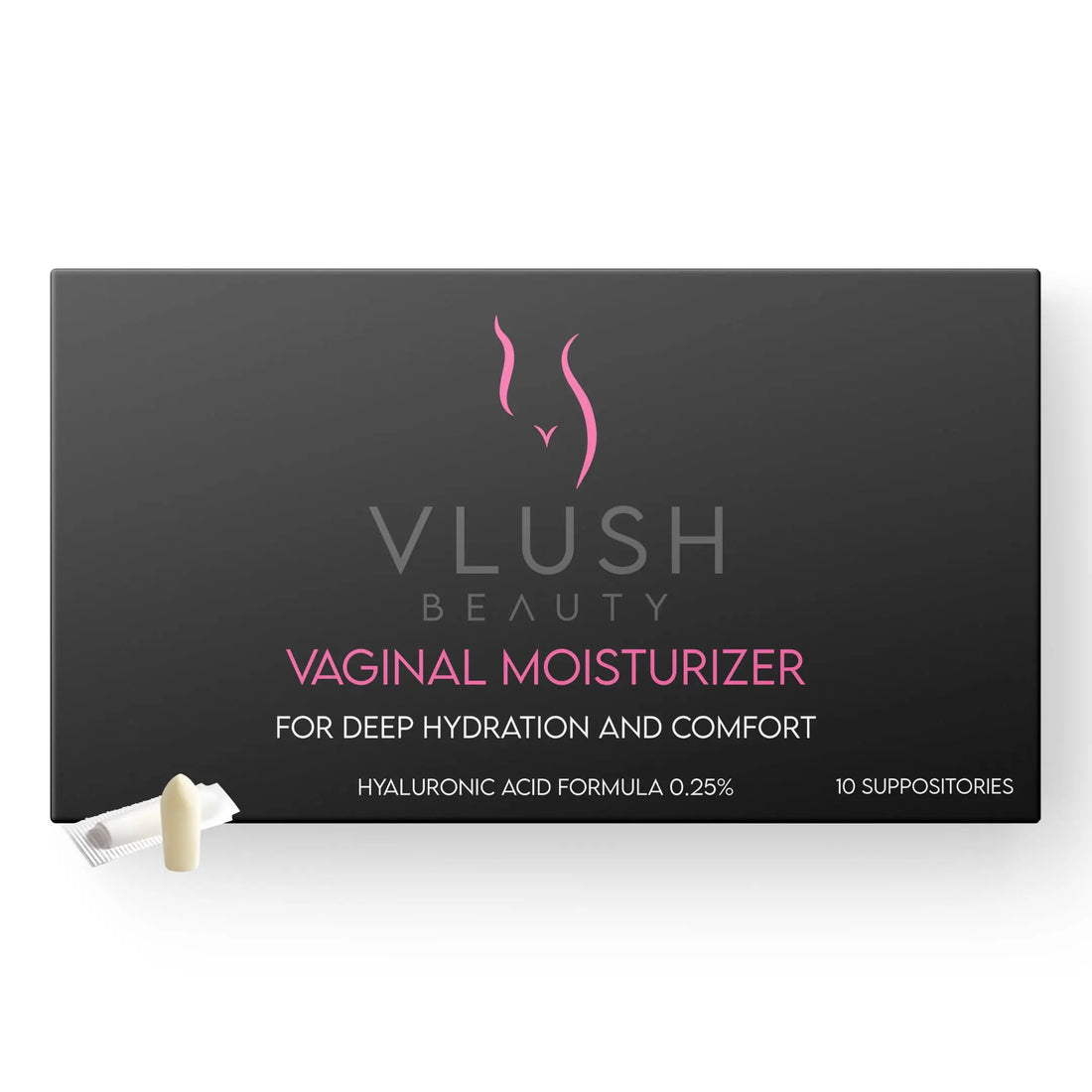 VLUSH Vaginal Moisturizer Suppositories - Deep Hydration with Hyaluronic Acid for Vaginal Dryness, Menopause Support & Daily Comfort, Made in FDA Registered Facility - Hormone-Free (10 Count) VLUSH Au supplements