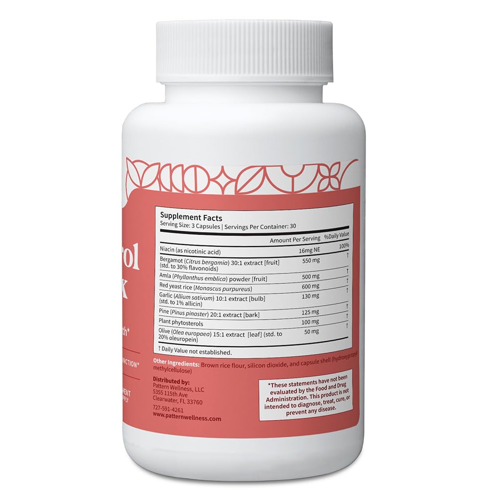 Pattern Wellness Cholesterol Complex Supplement – Supports Overall Well-Being – 3rd Party Lab Tested – 90 Vegan Capsules Pattern Wellness Au supplements