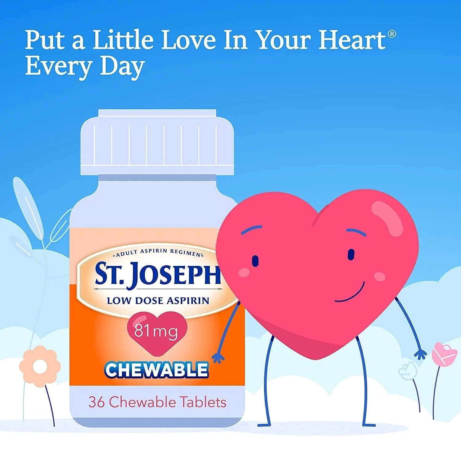 St. Joseph St. Joseph Aspirin Chewable Orange, Orange 36 tabs 81 mg(Pack of 3) St. Joseph Au supplements